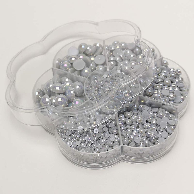 Chenkou Craft 3000PCS 1 Box Grey Round Flatback Imitation Half Pearls Bead Loose Beads Gem (Grey Hall Ball) - Image 2